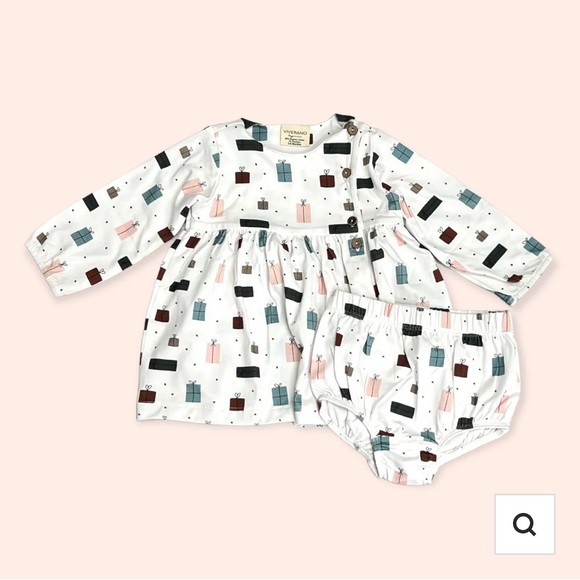 Viverano Presents Side Button Baby Dress + Bloomer (Organic Jersey) - Picture 2 of 8